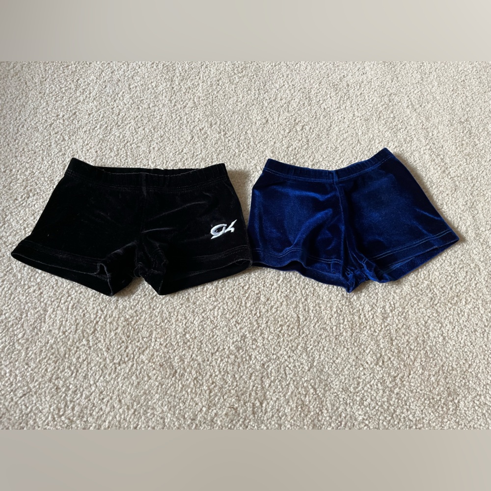 GK Velvet gymnastics short size small in black and blue